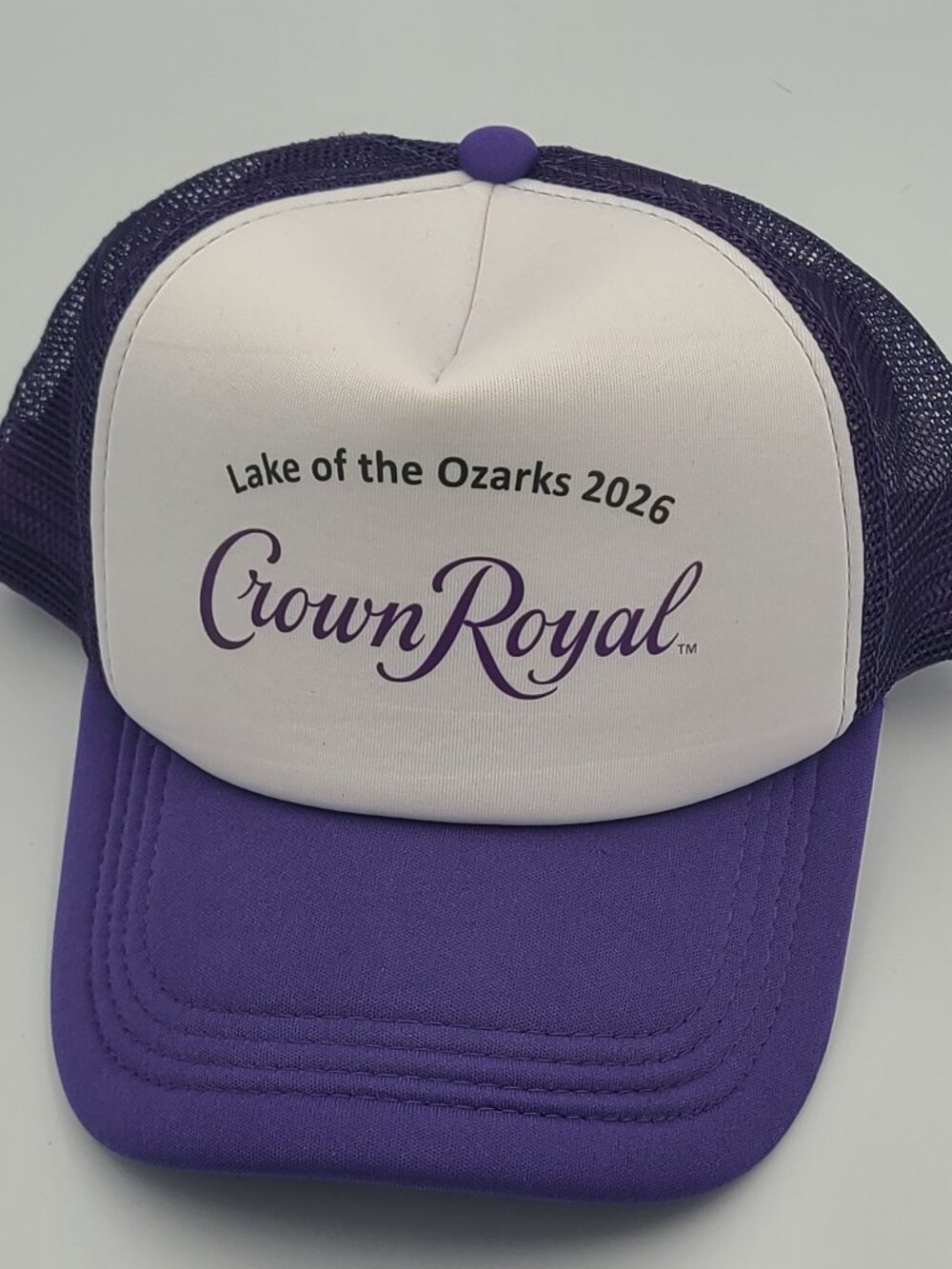 Crown Royal Lake Of Ozarks 2026 Trucker Hat Cap Foam Front Mesh Back Purple GUC